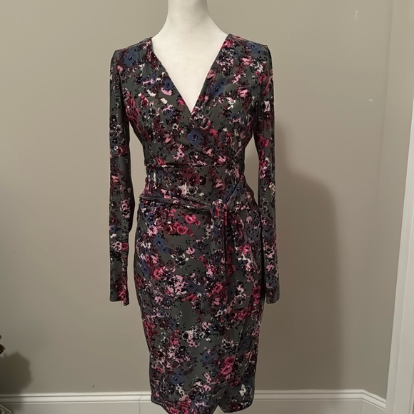 Long Sleeve Floral Wrap Dress - Picture 1 of 9